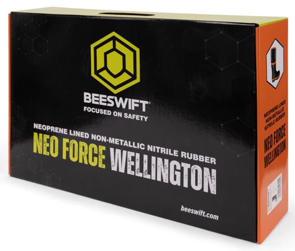 Beeswift Neo Force CF501 Neoprene Safety Wellington Boots | Black/Orange or Green/Silver, Waterproof S5S Composite Toe, Size Options