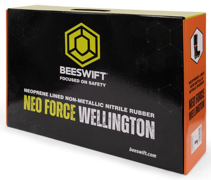 Beeswift Neo Force CF501 Neoprene Safety Wellington Boots | Black/Orange or Green/Silver, Waterproof S5S Composite Toe, Size Options