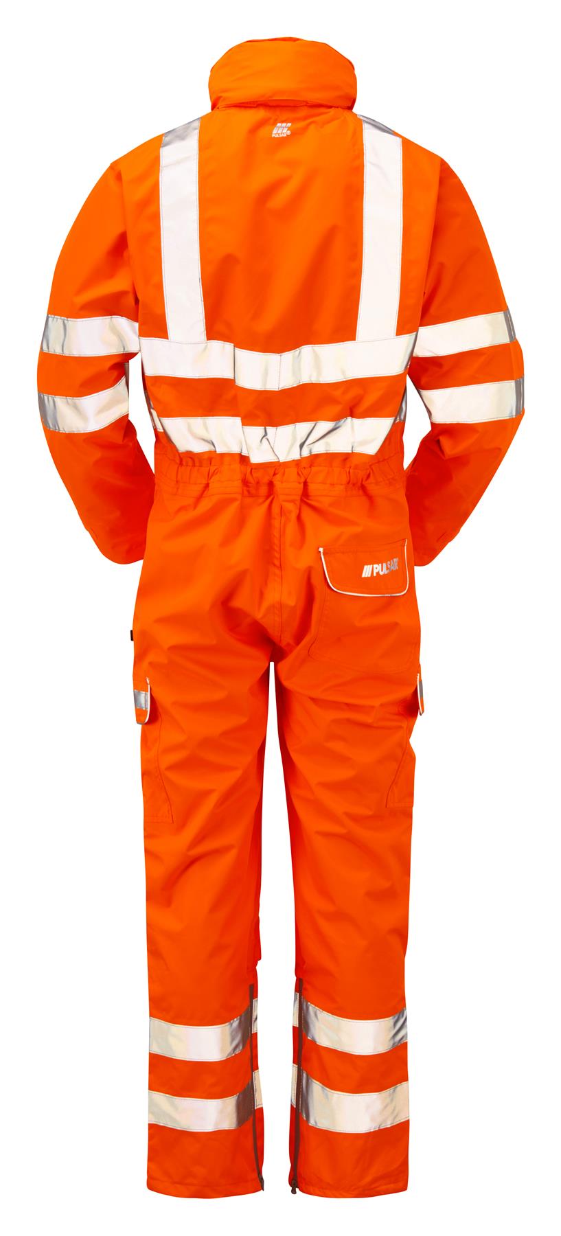 Pulsar PR505 Hi Vis Orange Waterproof Coverall RIS-3279-TOM Rail Workwear EN ISO 20471