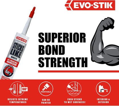 Evo-Stik White Sticks Like Grab Adhesive – Ideal for DIY, Construction & Home Repairs