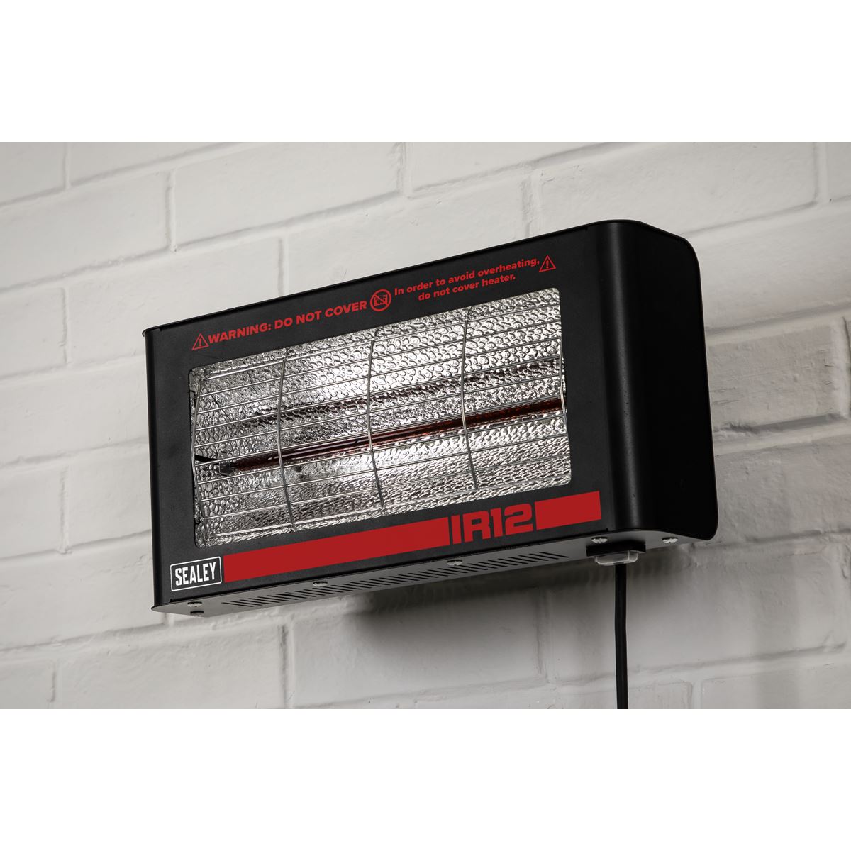 Sealey IR12 Wall Mounting Infrared Quartz Heater 1200W/230V | Electric heater with infrared quartz lamp. | Reaches maximum output within seconds.