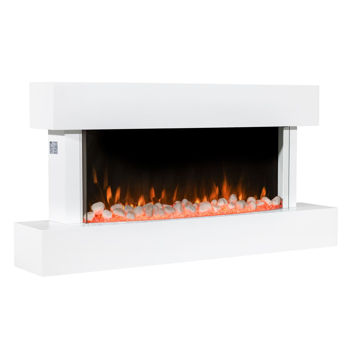 Baridi DH113 Wall Mounting Electric Fireplace with LED Flame Effect 46" - White | 230V~50Hz, Timer, Remote Control | Create a relaxing and cozy space