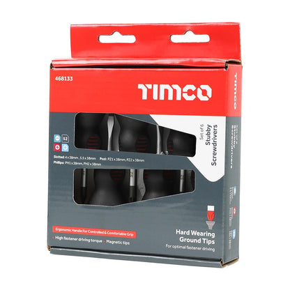 TIMCO Stubby Screwdriver Set 6 Pieces Pack 1
