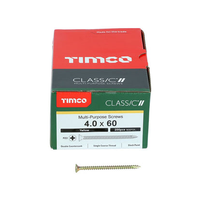 TIMCO Classic Screw PZ2 CSK ZYP 4.0 x 60 Gold Pack 200