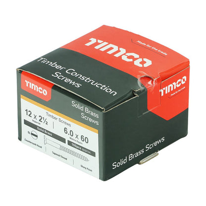 TIMCO Brass Timber Screw SLOT CSK 12 x 2 1/2 Pack 100