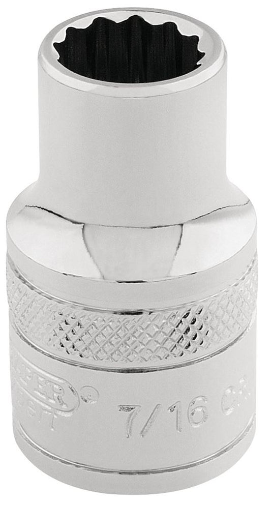 49018 Draper Expert Expert HI-TORQ 12 Point Socket, 3/8 Sq. Dr., 7/16 D-AF 3/8 Sockets Professional Trade DIY Workshop Garage Use