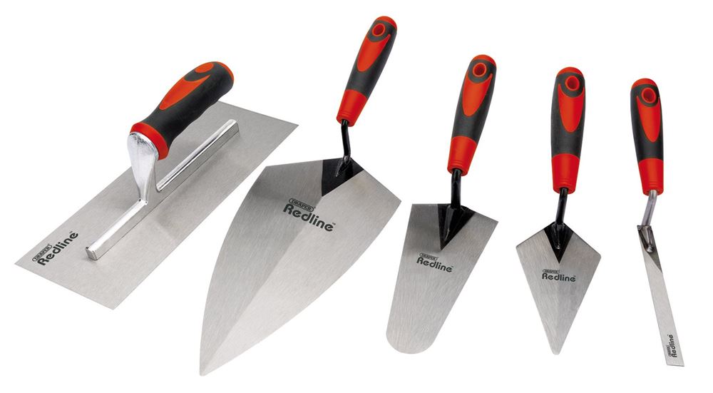 69153 Draper Redline Redline Trowel Set (5 Piece) RL-TW/SG/5 Trowels, Floats and Hawks Professional Trade DIY Workshop Garage Use