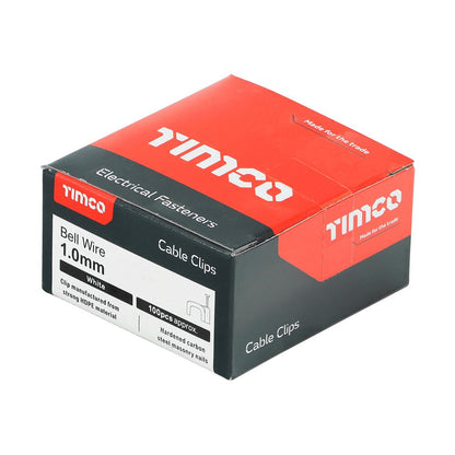 TIMCO Flat Cable Clip White To fit 1.0mm White Pack 100