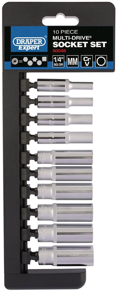 Draper 1/4 10PC DEEP MULTI-DRIVE SET 50048 1/4" Sq. Dr. Metric Multi-DriveÂ® Deep Socket Set (10 Piece)