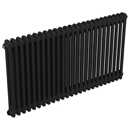 Baridi DH365 Horizontal Traditional 2 Column Radiator 600 x 1147mm - Black | Steel | Horizontal traditional two column radiator delivers a BTU output