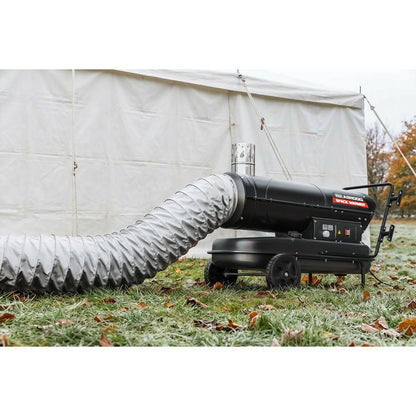 Sealey ABI1000 Space Warmer Indirect Kerosene/Diesel Heater with Wheels 102,000Btu/hr | 102,360Btu/hr(30kW), 230V ~ 50Hz, Thermostat, Wheels
