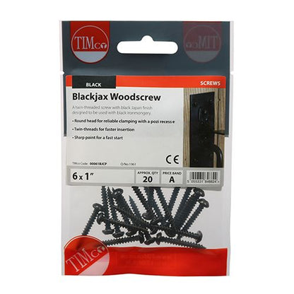 TIMCO Blackjax PZ2 RND 6 x 1 Black Pack 20