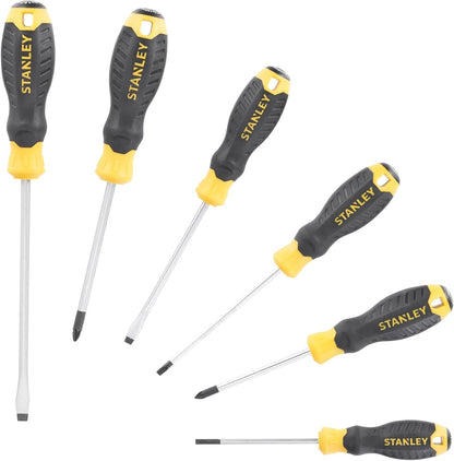 Stanley Cushion Grip Screwdriver Set 6pc Flat & Phillips Hand Tool Set