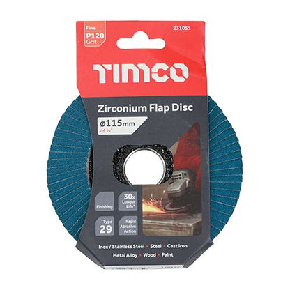 TIMCO Zirconium Flap Disc P120 115 x 22.23 Pack 1