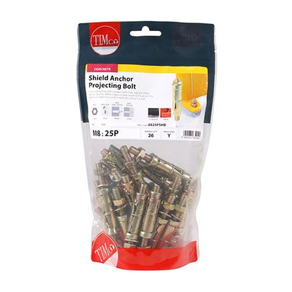 TIMCO Shield Anchor Proj. Bolt - ZYP M8:25P (M8 x 70) Gold Pack 26