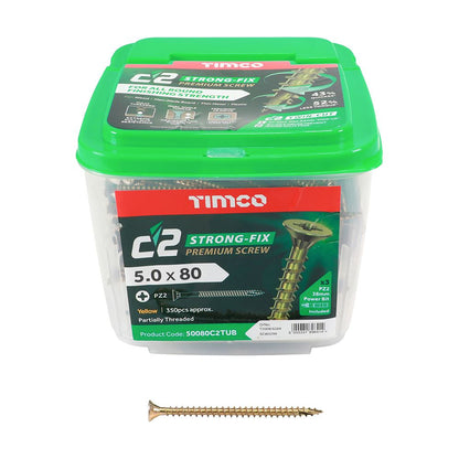 TIMCO C2 Strong-Fix PZ2 CSK ZYP 5.0 x 80 Gold Pack 350
