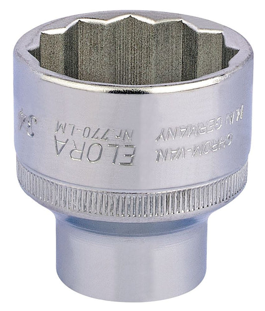 15289 Elora Elora Bi-Hexagon Socket, 1/2 Sq. Dr., 34mm 770-LM 34 1/2 Sockets Professional Trade DIY Workshop Garage Use
