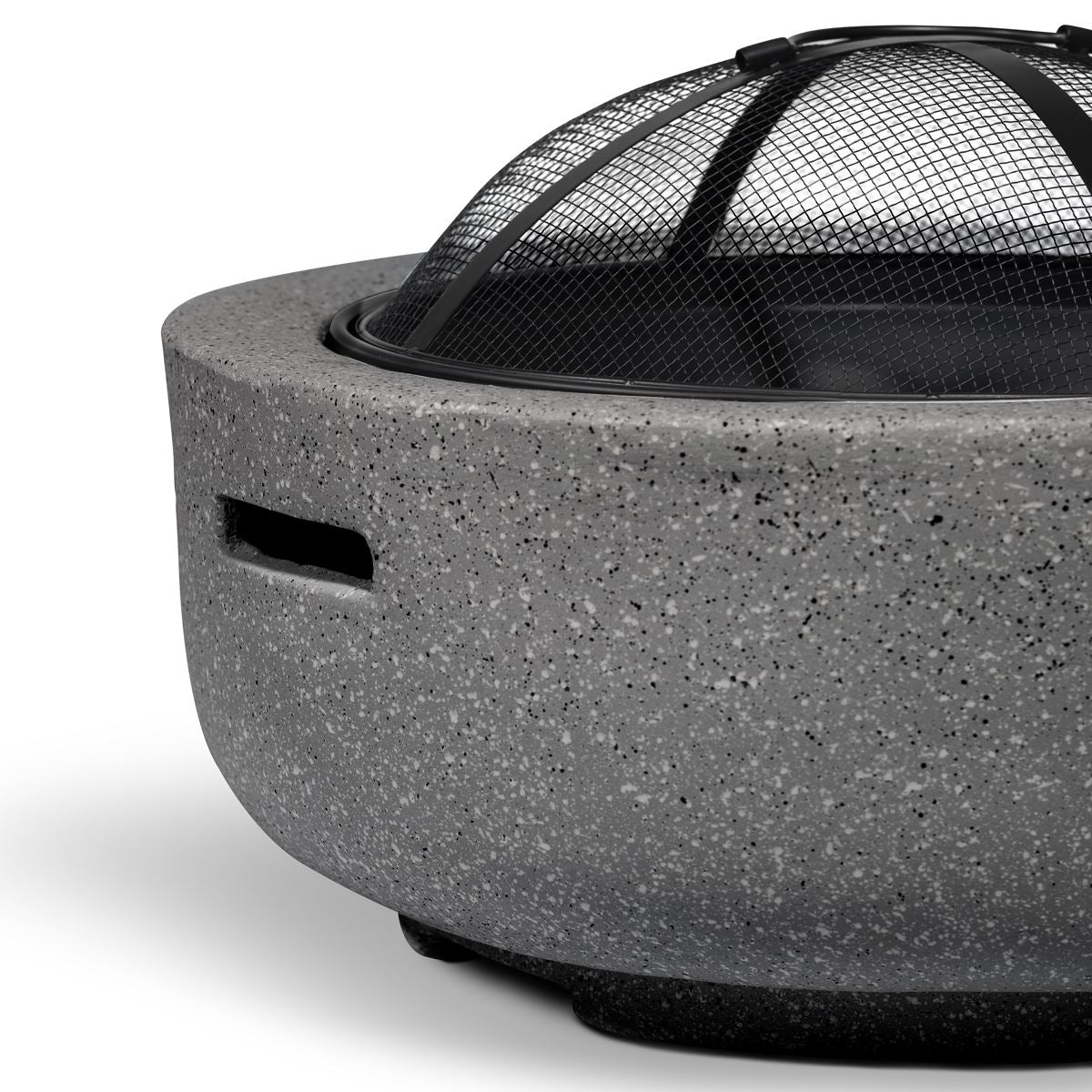 Dellonda DG189 Round MgO Fire Pit with BBQ Grill & Safety Mesh Screen 60cm - Dark Grey | Magnesium Oxide | The fire pit is made from MgO (Magnesium