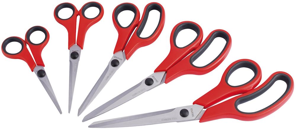 Draper 5PC SCISSOR SET 67835 Draper Redline Soft Grip Household Scissor Set (5 Piece)
