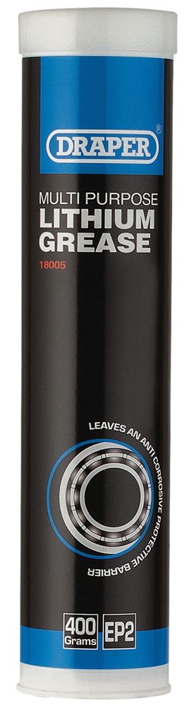 18005 Draper Multi-Purpose Lithium Grease, 400ml Cartridge ARE-LGC Lubricant Professional Trade DIY Workshop Garage Use