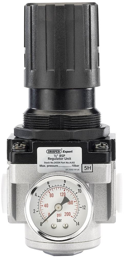 24334 Draper Expert Expert 1/2 BSP Regulator Unit ALR2 Air Filters, Regulators and Lubricators Professional Trade DIY Workshop Garage Use