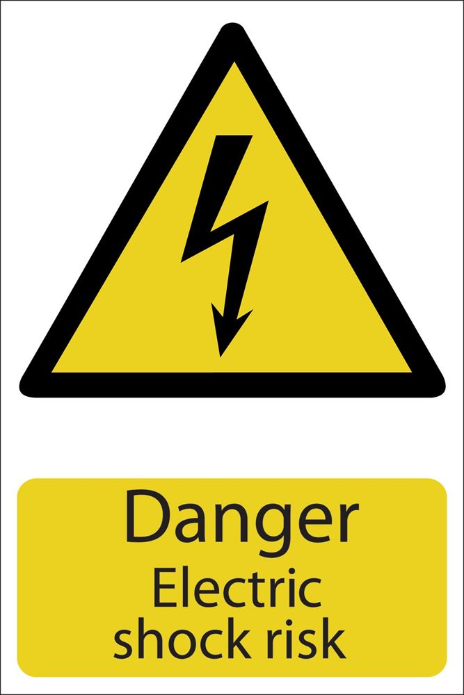 72225 Draper Danger Electric Shock SS21 Hazard Warning Signs Professional Trade DIY Workshop Garage Use
