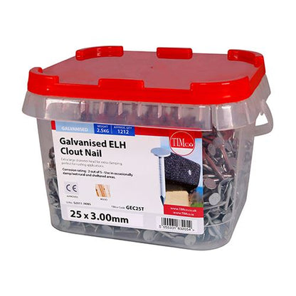 TIMCO Clout Nail ELH - Galvanised 25 x 3.00 Pack 2.5