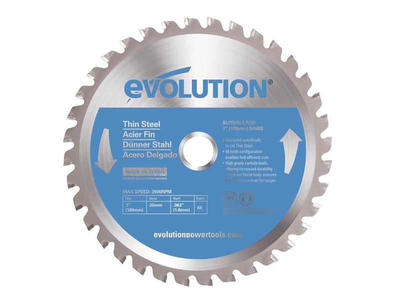 EVL Thin Steel Cutting Circular Saw Blade 180 x 20mm x 68T
