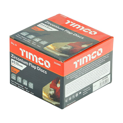 TIMCO Zirconium Flap Disc P120 Set 115 x 22.23 Pack 10