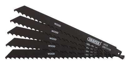 Draper RECIP SAW BLADE 5PCS - S1111K 38589 Reciprocating Saw Blades for Wood and Plastic Cutting