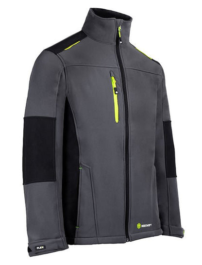 Beeswift Flex Softshell Work Jacket Grey Black 320gsm Water Repellent Windproof Sizes S-5XL