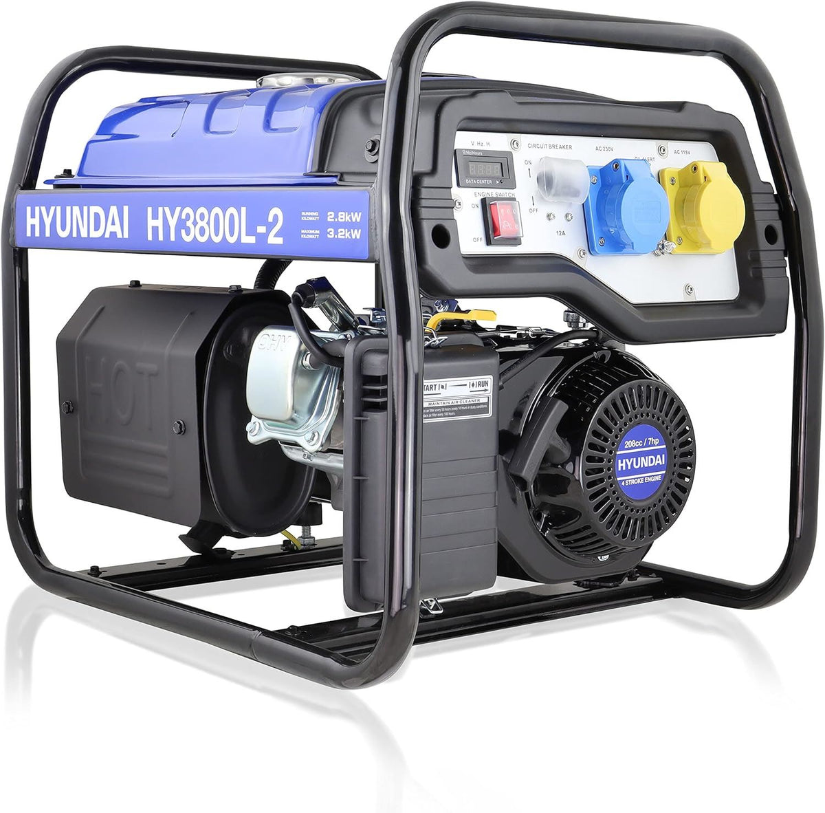 Hyundai HY3800L-2 Petrol Generator 3.2kW 4kVA Recoil Start Portable Site Power Backup Power Portable Backup Site Power