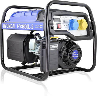 Hyundai HY3800L-2 Petrol Generator 3.2kW 4kVA Recoil Start Portable Site Power Backup Power Portable Backup Site Power