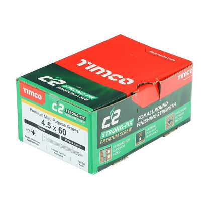TIMCO C2 Strong-Fix PZ2 CSK ZYP 4.5 x 60 Gold Pack 200