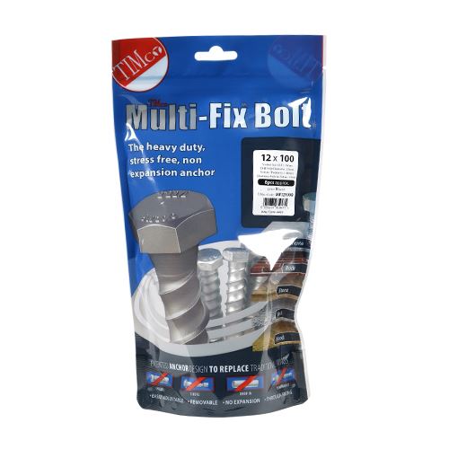 TIMCO Multi-Fix Bolt Hex Head 12.0 x 100 Silver Pack 8
