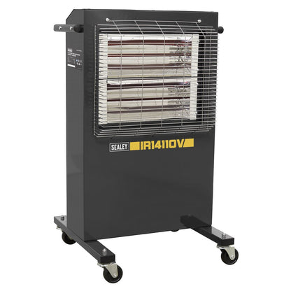 Sealey IR14110V Infrared Cabinet Heater 1.2/2.4kW 110V | 1200/2400W, 110V - 32A, Thermostat, Timer, Adjustable | Powder coated metal cabinet with two