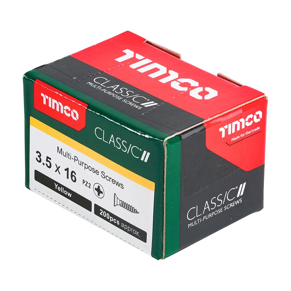 TIMCO Classic Screw PZ2 CSK ZYP 3.5 x 16 Gold Pack 200