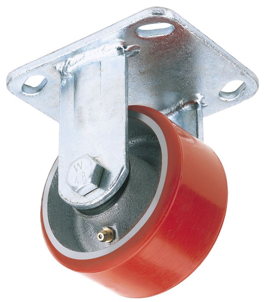 Draper IND.PU CASTOR FIXED-100MM DIA 65525 Heavy Duty Polyurethane Wheeled Fixed Plate Castors