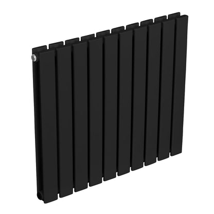 Baridi DH345 Horizontal Radiator Contemporary Double Flat Panel Design 600 x 700mm - Black | Steel | Horizontal flat panel design delivers a BTU