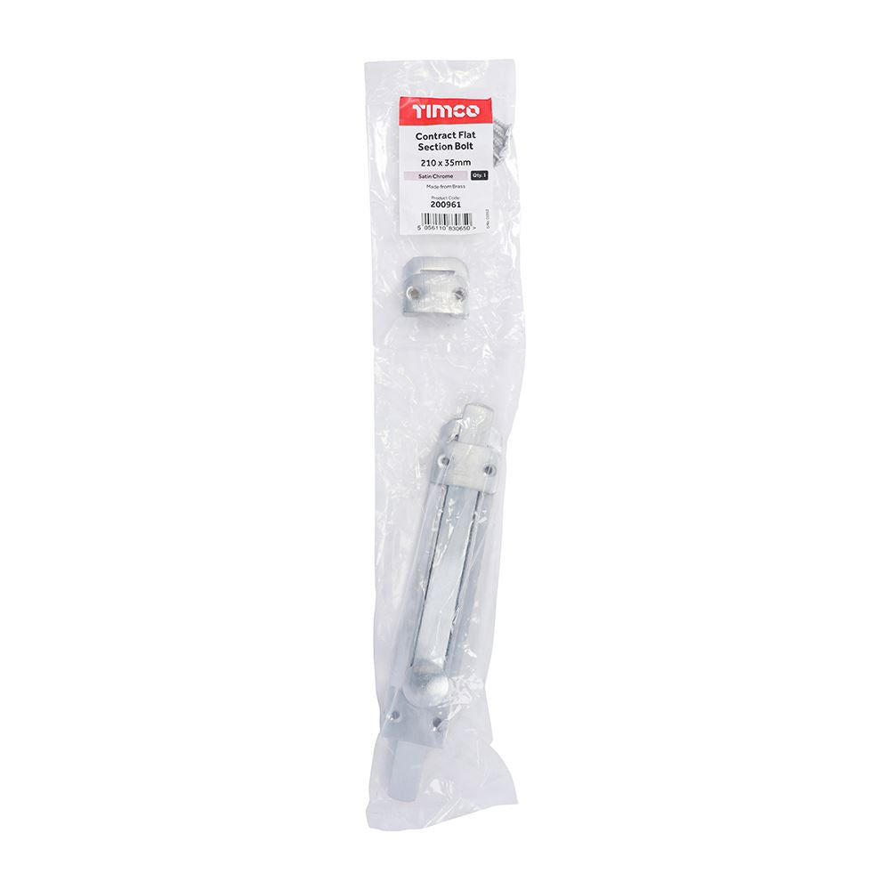 TIMCO Flat Section Bolt Sat. Chrome 210 x 35mm Pack 1
