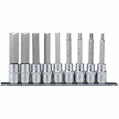 Draper 9PC 100MM HEX SOCK. BIT-1/2SD 16308 Long Metric Hex. Socket Bit Set, 1/2" Sq. Dr., 100mm (9 Piece)