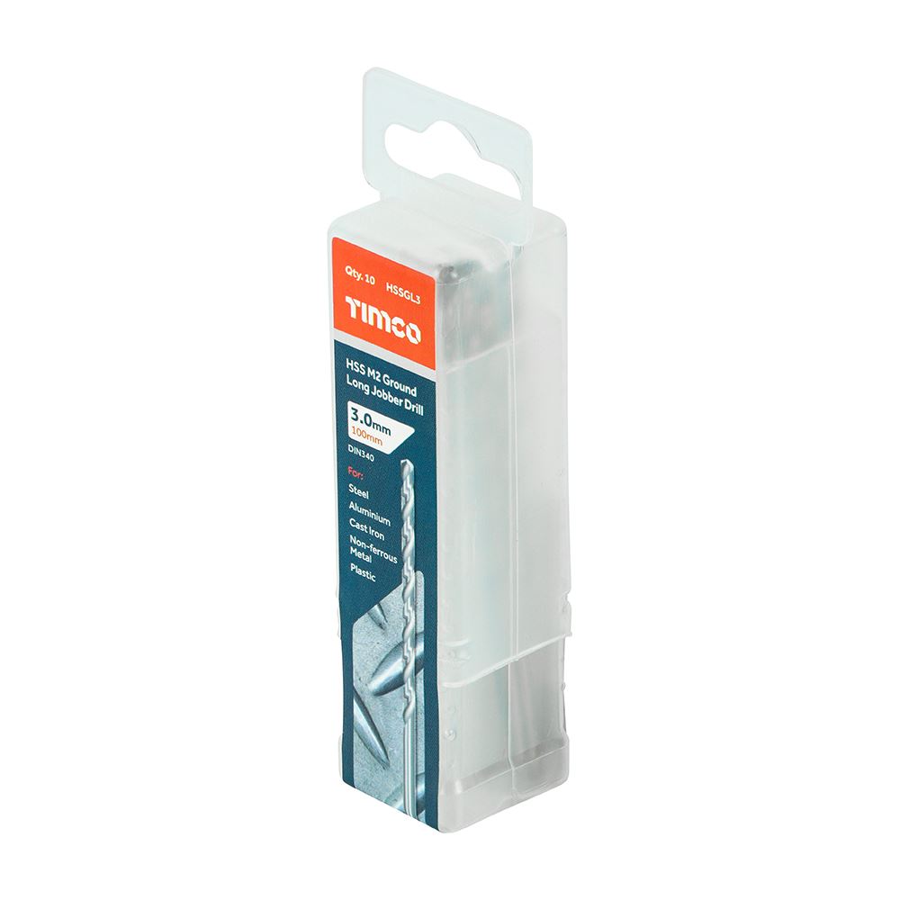 TIMCO HSS-G Long Series Drill Bit M2 3.0mm Pack 10