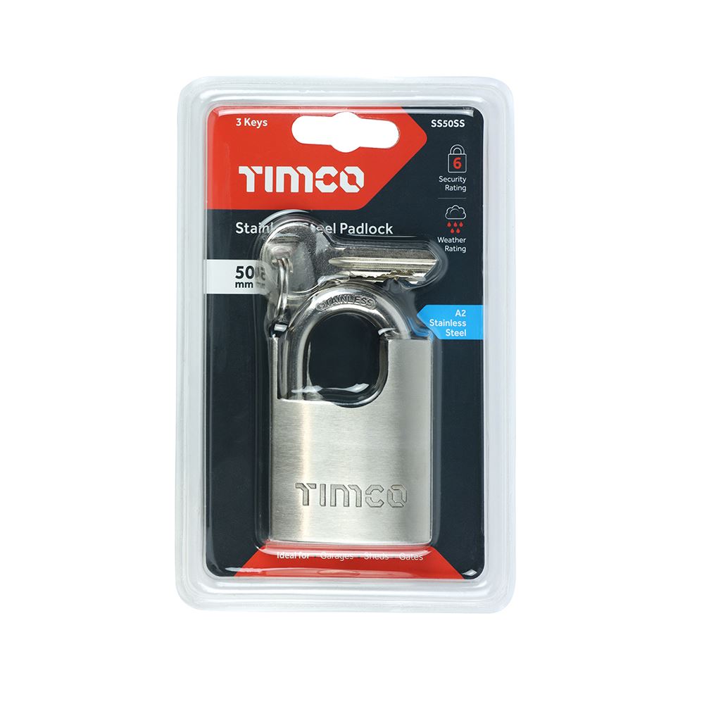 TIMCO Stainless Steel Padlock 50mm Pack 1