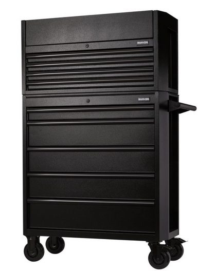 BUNKER  9 Drawer Combined Roller Cabinet and Tool Chest, 36", Black