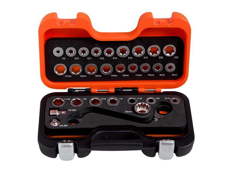 BAH S Type Ratchet Ring Wrench & Adaptor Set, 29 Piece