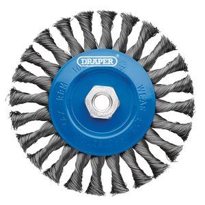 Draper TWISTKNOT WIRE WHEEL 150MM M14 08059 Steel Twist-Knot Flat Wire Wheel Brushes, M14