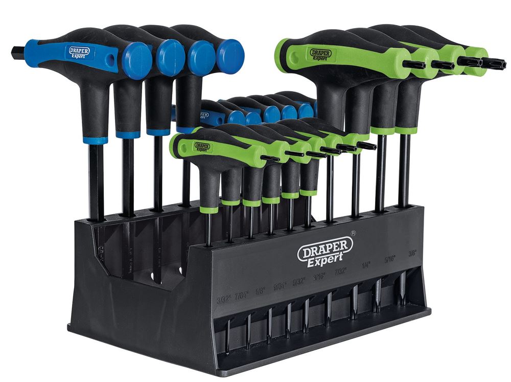 DRAPER 70388 - Soft Grip 'T' Handle Hexagon and TX Star� End Key Set (20 piece)