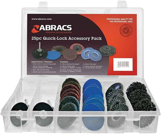Abracs 32109 Quick Lock Accessory Pack 25pc Abrasive Discs