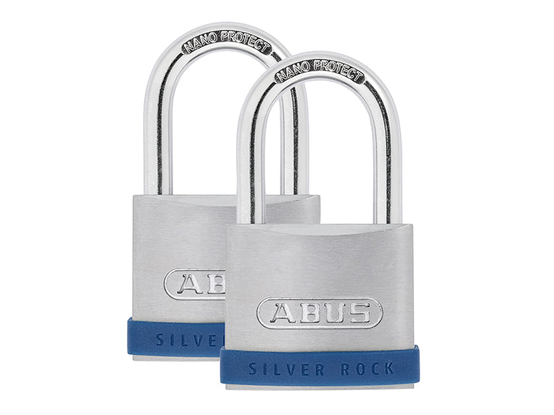 ABUS 80889 50mm Silver Rock� 5 Padlock Twin Pack