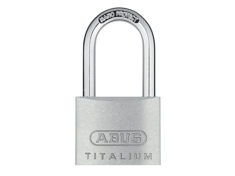 ABUS 54579 64TI/40mm TITALIUM� Padlock 40mm Long Shackle Keyed Alike KA6411